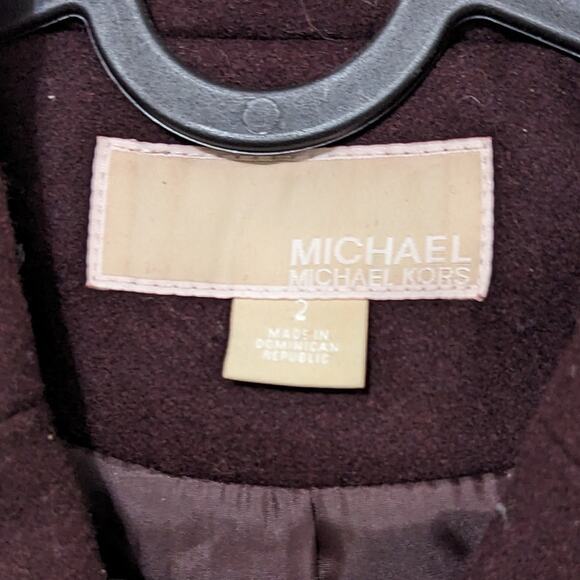 Michael Kors Women's Dark Plum Double Breasted Dress Winter Coat Size 2 - Picture 4 of 5